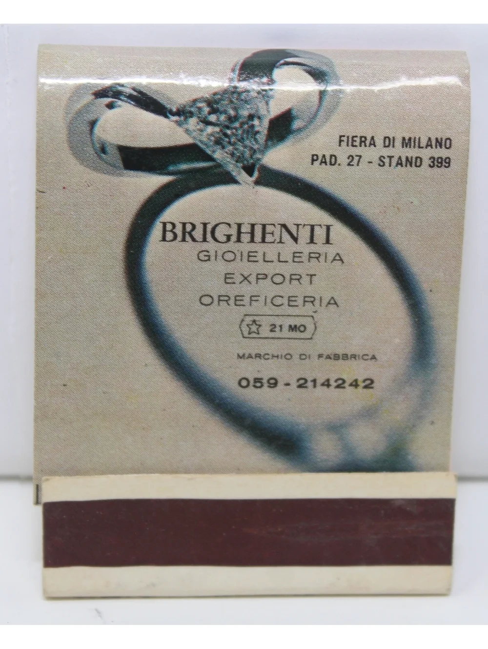 Vintage Matchbook Brighenti Gioielleria Export Oreficera Modena Italy Jewelry